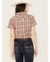 Rough Stock by Panhandle Women's Plaid Print Stretch Short Sleeve Western Snap Shirt, Rust Copper, hi-res