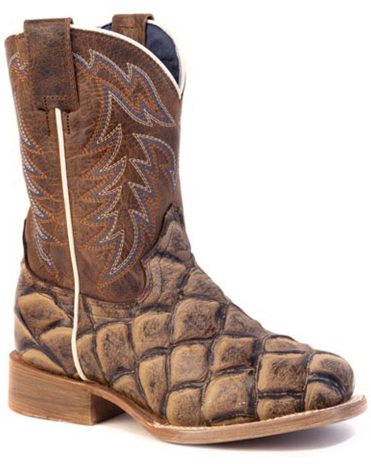 Image #1 - Roper Little Boys' Amazon Exotic Print Western Boots - Broad Square Toe, Brown, hi-res