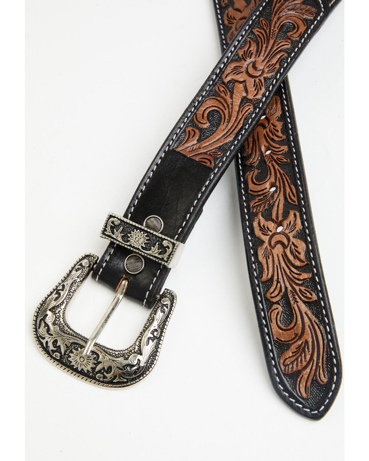 Image #2 - Myra Bag Women's Polychrome Southwestern Hand-Tooled Leather Belt, Brown, hi-res