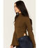 Image #2 - Shyanne Women's Rib Knit Mock Neck Bell Sleeve Top, Forest Green, hi-res