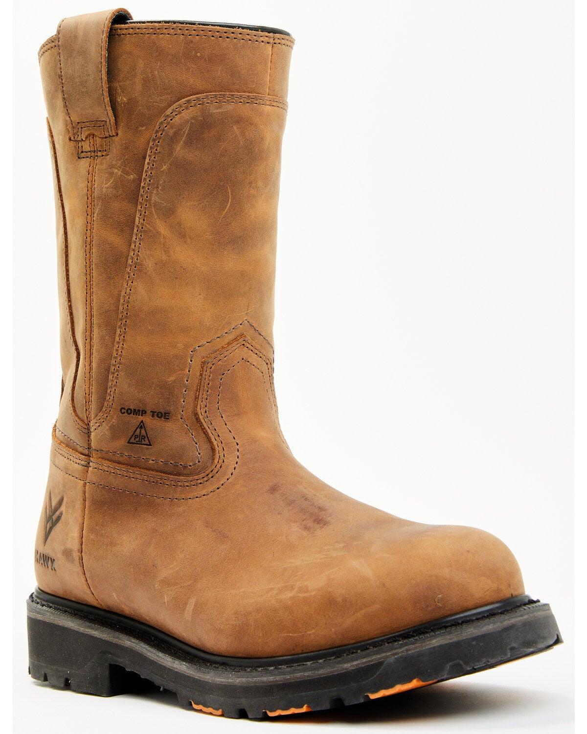 Hawx Men's 11" Industrial Wellington Work Boots - Composite Toe, Brown, hi-res