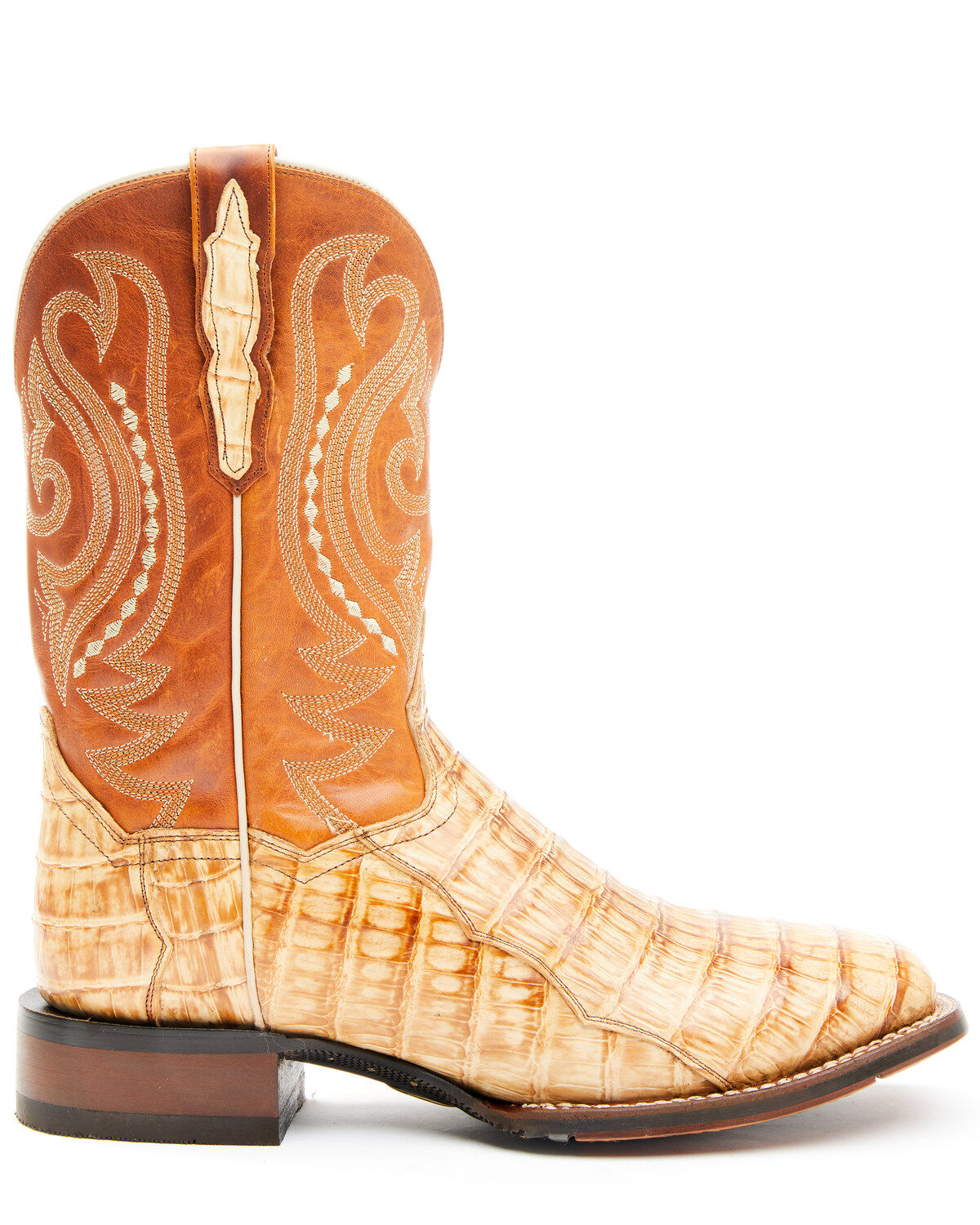 Image #2 - Dan Post Men's Tan Caiman Belly Western Boots - Broad Square Toe, Tan, hi-res