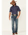 Roper Men's Floral Print Short Sleeve Snap Western Shirt , Navy, hi-res