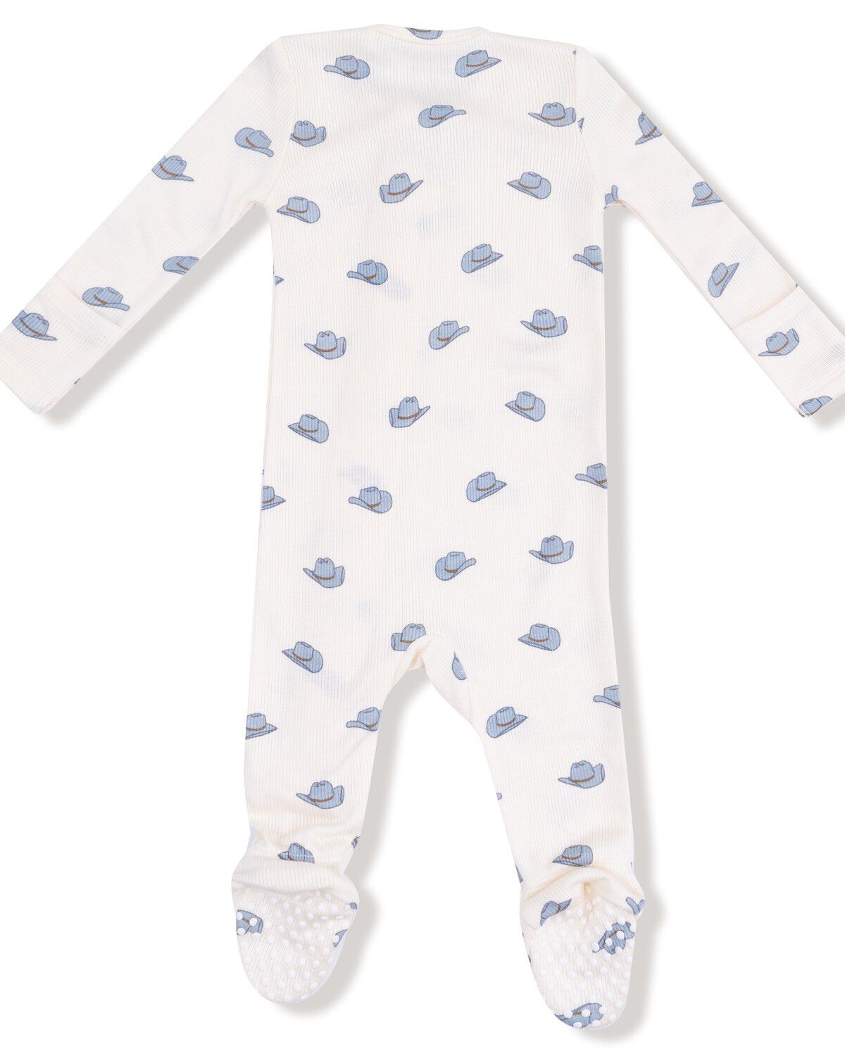 Image #2 - Angel Dear Infant Boys' Cowboy Hat Zippered Onesie, Ivory, hi-res