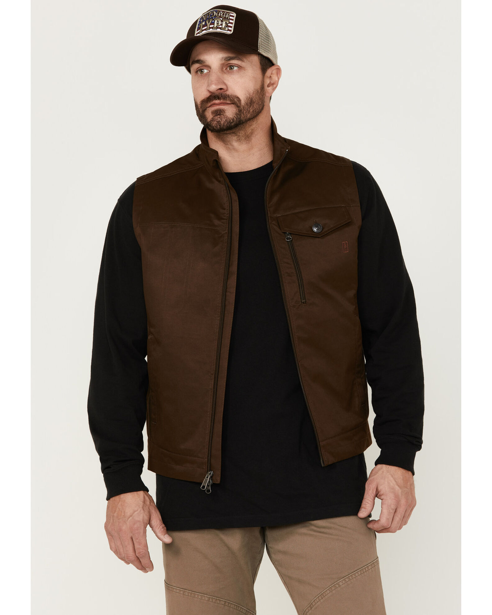 Brothers and Sons Men s Solid Baby Twill CC Zip Front Vest