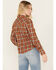 Shyanne Women's Plaid Print Long Sleeve Button-Down Flannel Shirt, Caramel, hi-res