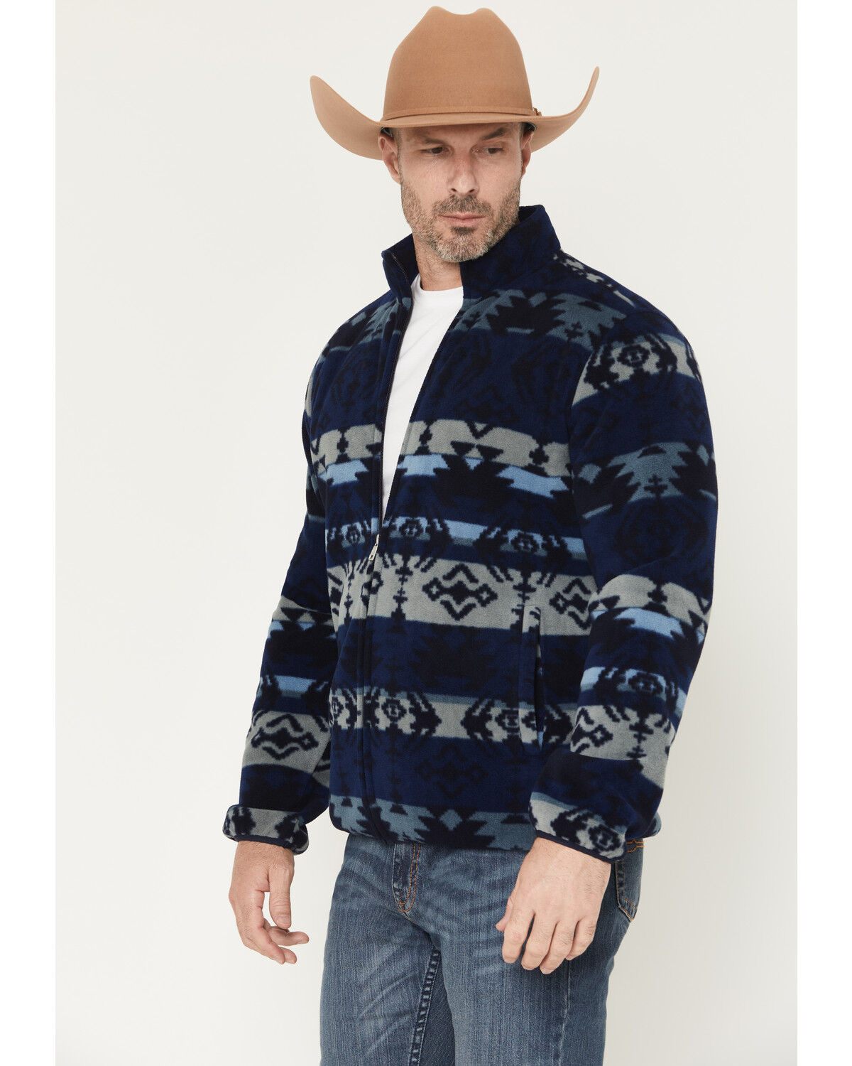Image #2 - Cody James Men's Barrens Southwestern Print Zip-Up Jacket, Blue, hi-res