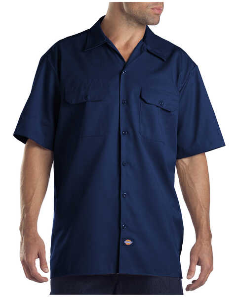 Image #1 - Dickies Men's Short Sleeve Work Shirt, Dark Blue, hi-res