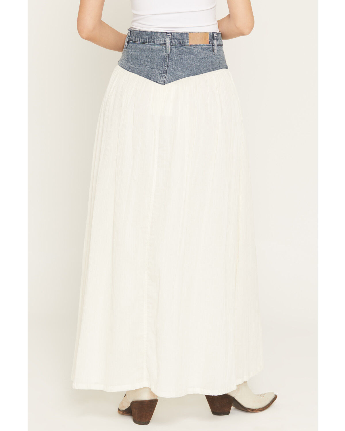 Image #3 - Show Me Your Mumu Women's Joni Denim Waistband Maxi Skirt, Cream, hi-res