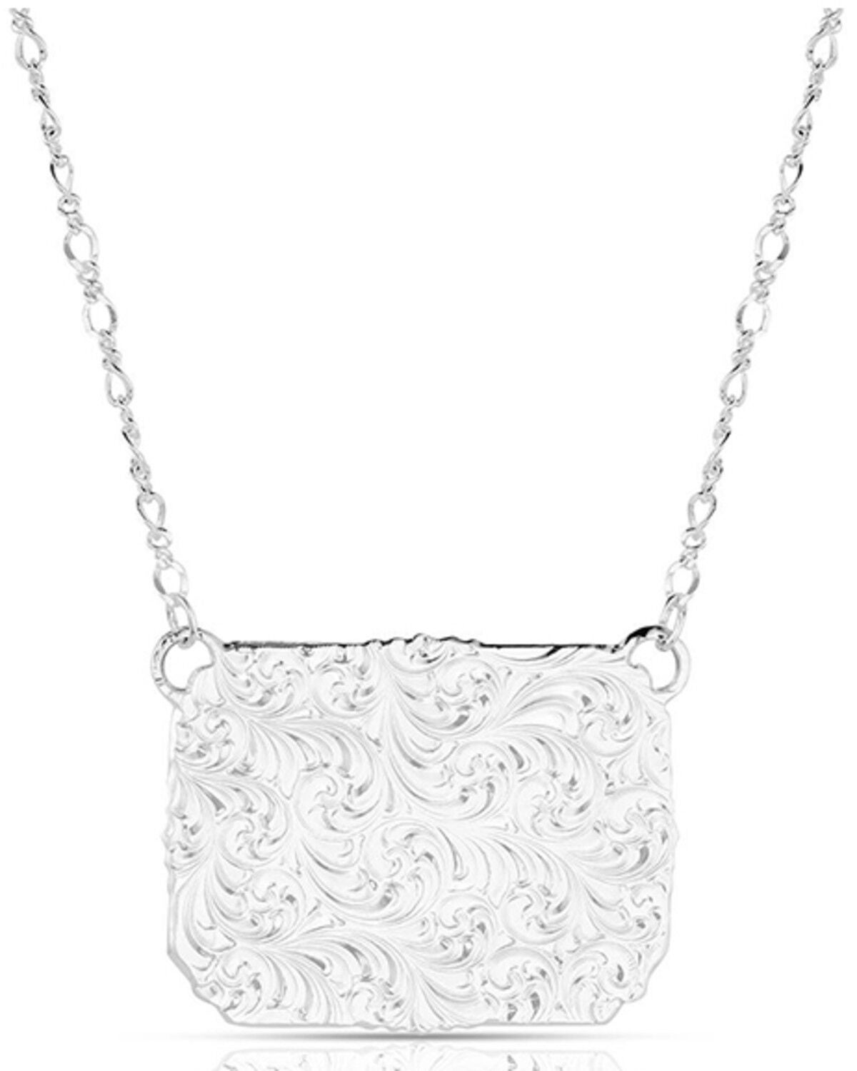 Image #2 - Montana Silversmiths Women's Western Buckle Necklace with Longhorn, Silver, hi-res