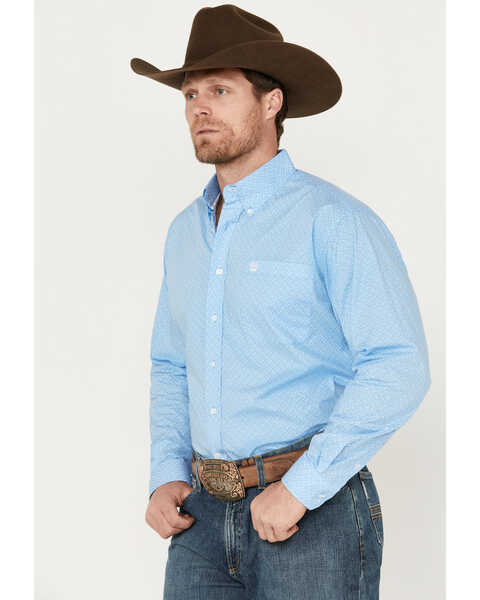 Image #2 - Cinch Men's Geo Print Long Sleeve Button Down Stretch Western Shirt, Blue, hi-res