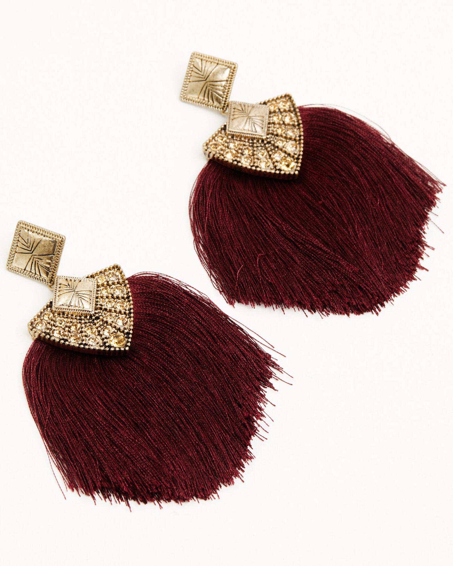 Maroon fringe best sale earrings