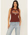 Image #1 - Shyanne Women's Free Spirit Studded Ribbed Tank, Mahogany, hi-res