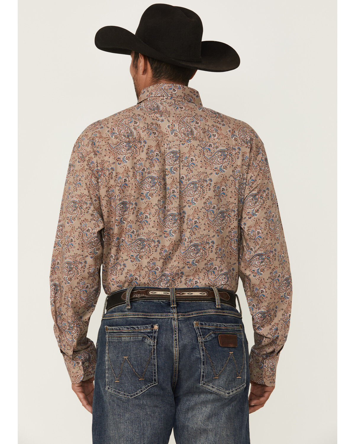 Image #4 - George Strait by Wrangler Men's Paisley Print Long Sleeve Button-Down Stretch Western Shirt, Brown, hi-res