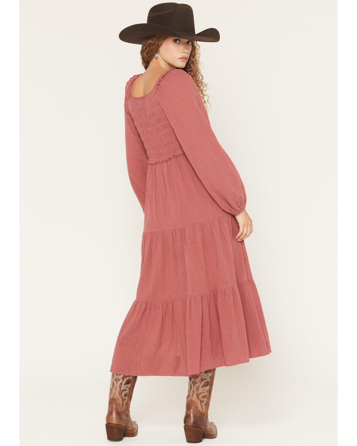 Product Name:  Yura Women's Long Sleeve Smocked Tiered Midi Dress
