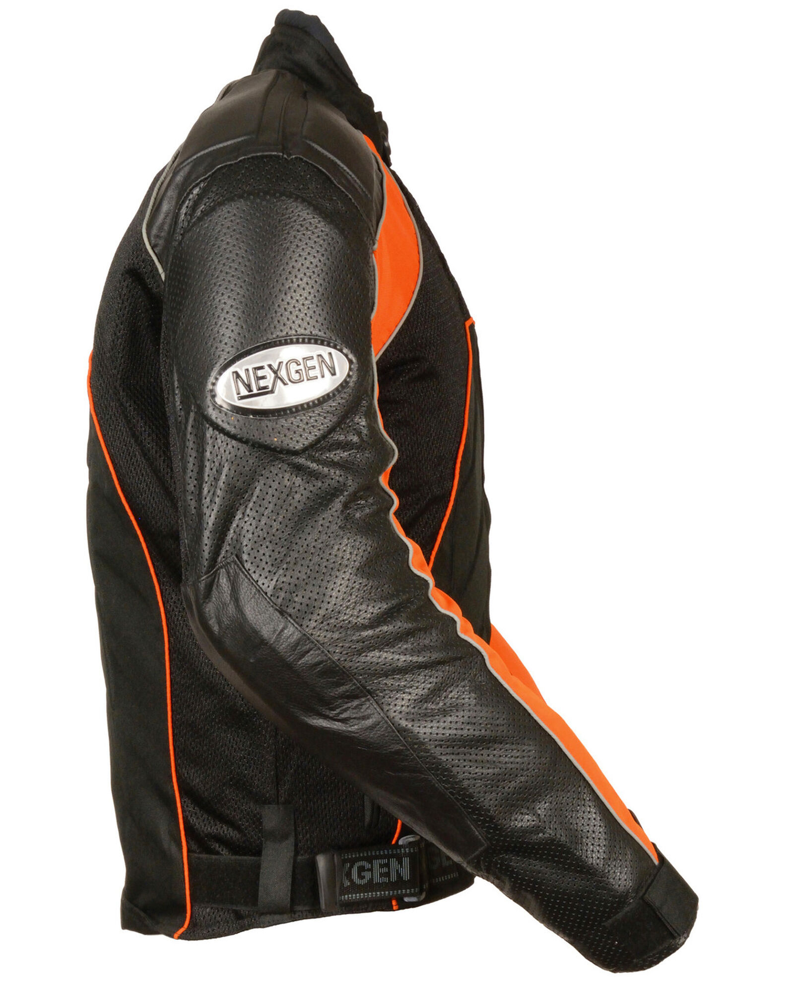Image #2 - Milwaukee Leather Men's Combo Leather Textile Mesh Racer Jacket, Black/orange, hi-res