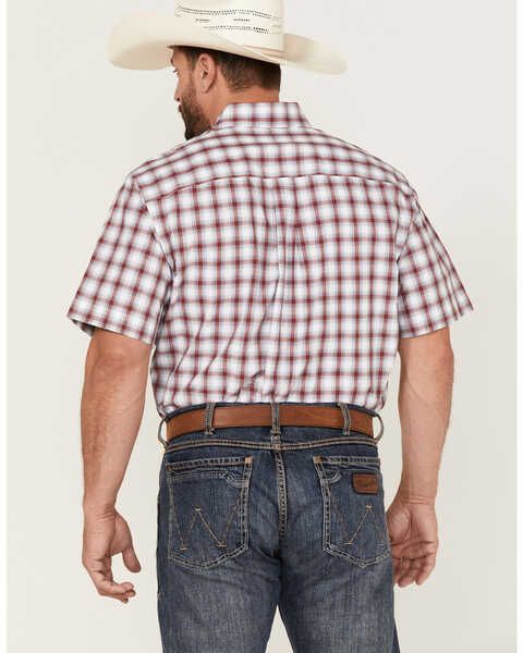 Image #4 - Cinch Men's Plaid Print Short Sleeve Button Down Western Shirt , White, hi-res