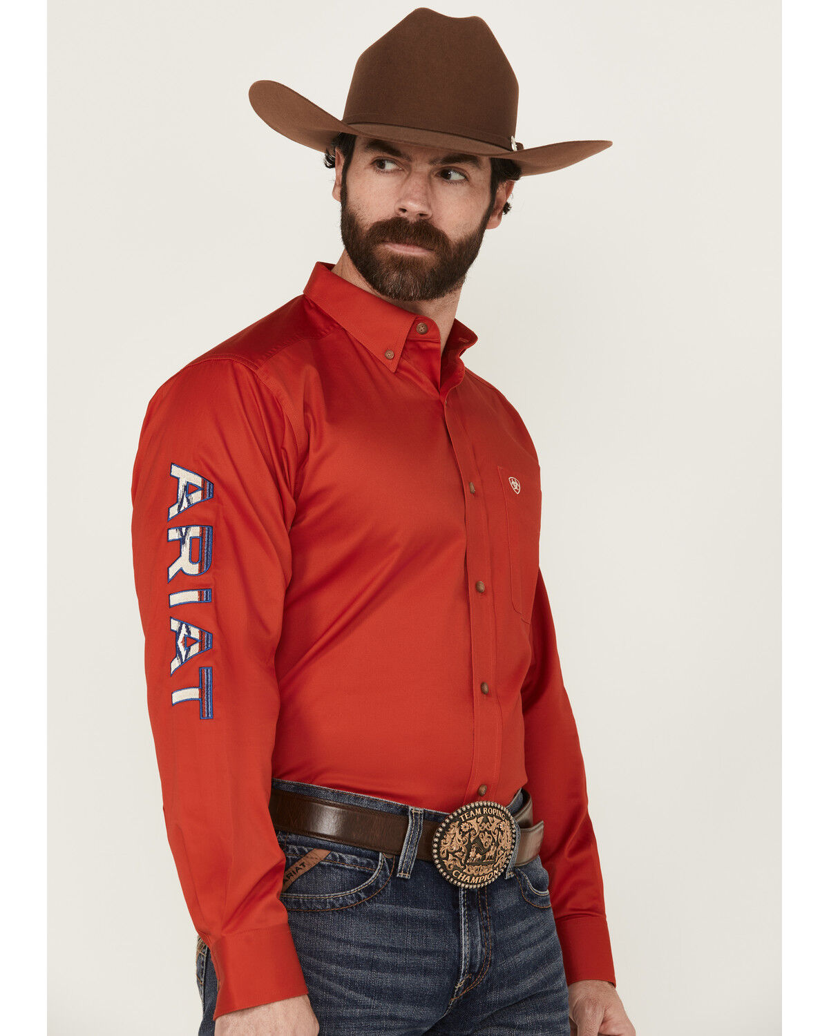 Ariat Men's Team Logo Solid Long Sleeve Button-Down Western Shirt