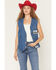 Image #2 - Wrangler x Coors Banquet Women's Golden Blue Button-Down Denim Vest, Medium Wash, hi-res