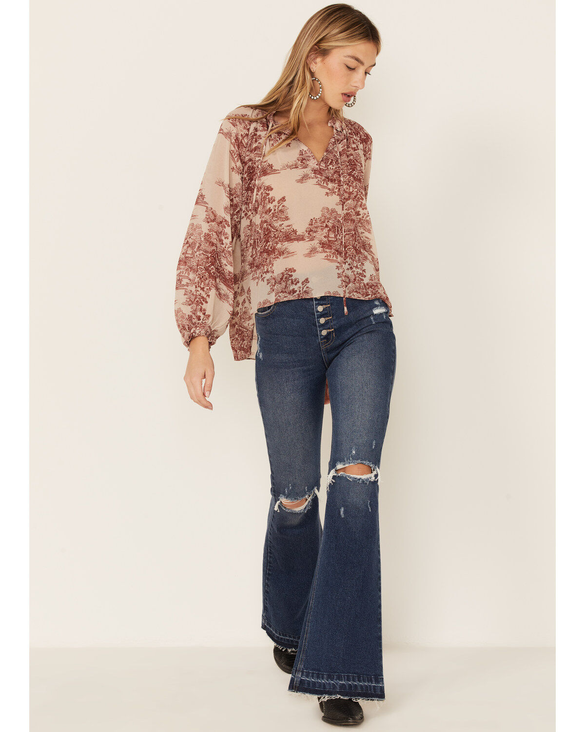 Image #4 - Revel Women's Floral Long Sleeve Peasant Top, , hi-res