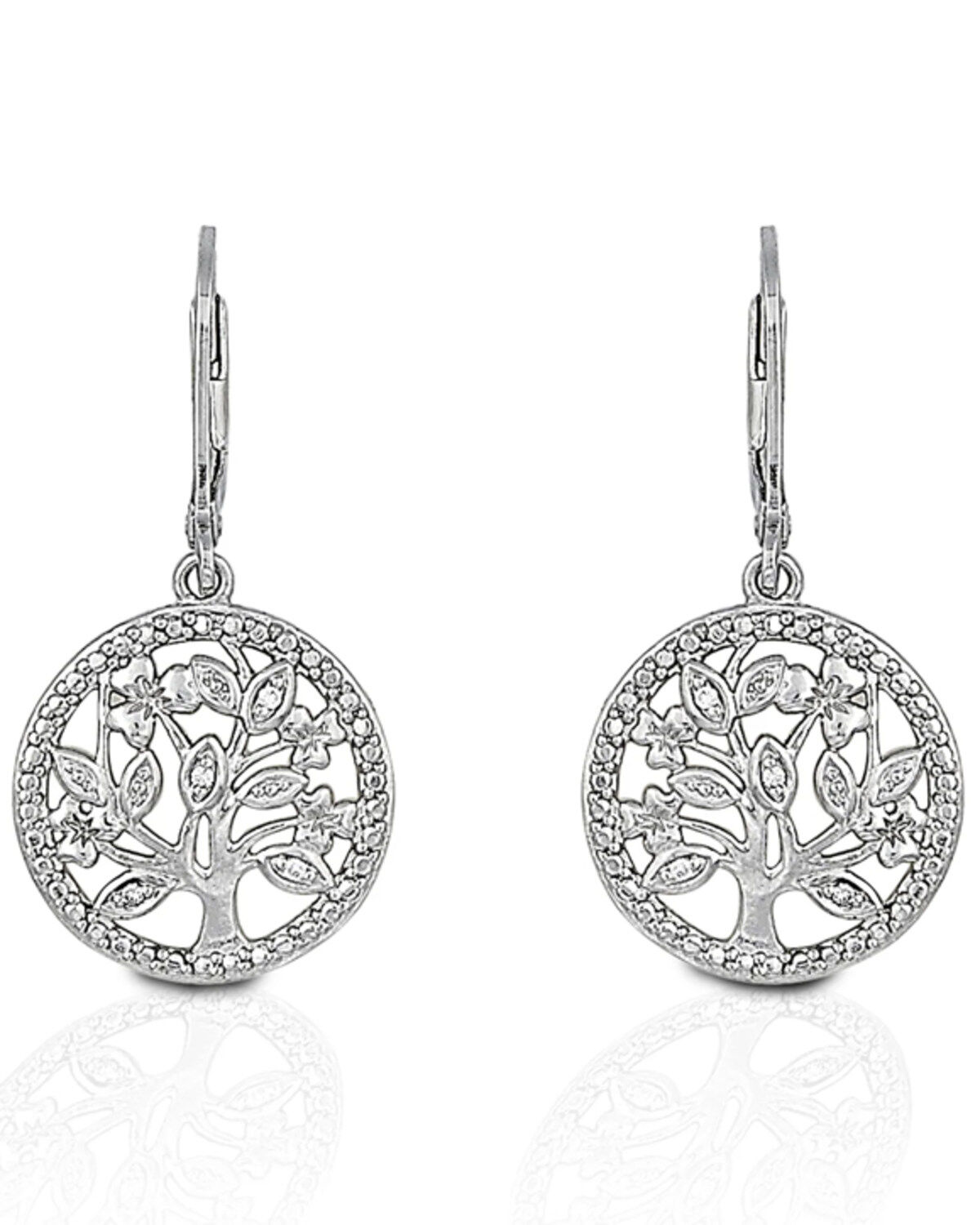 Image #1 - Kelly Herd Women's Silver Circle Tree of Nature Earrings, No Color, hi-res