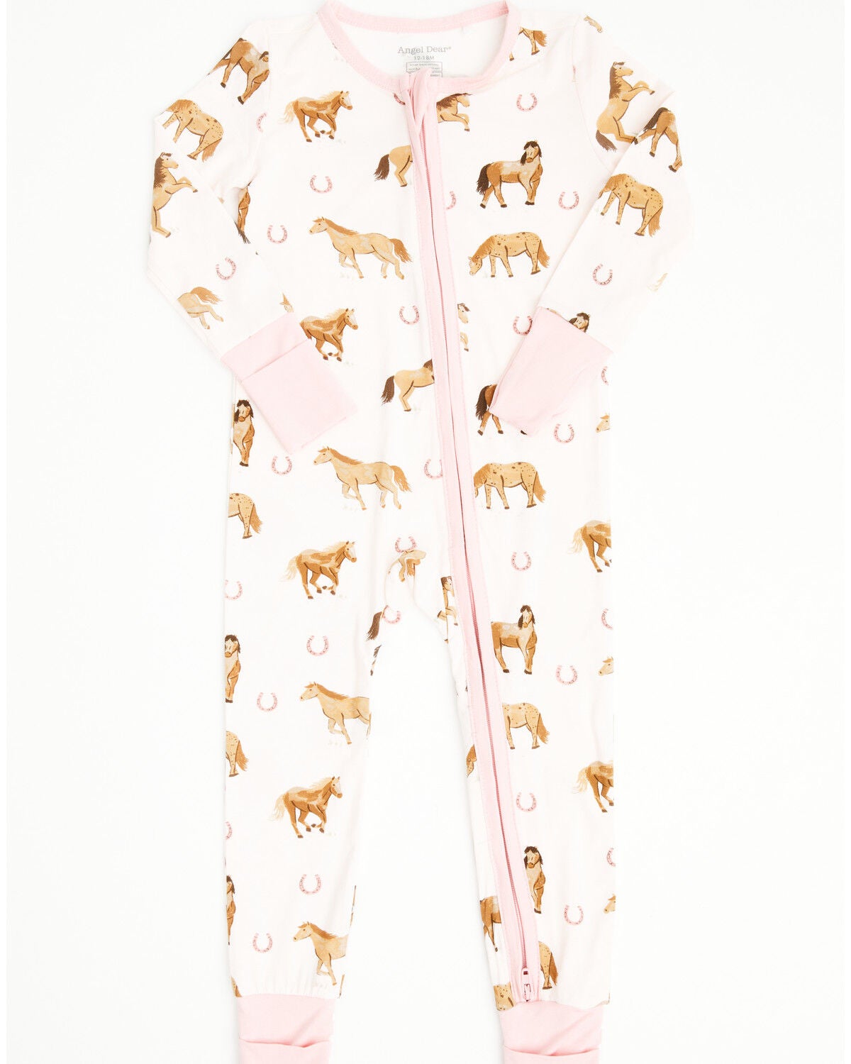 Angel Dear Infant Girls' Horse Print Footie Onesie, Pink, hi-res