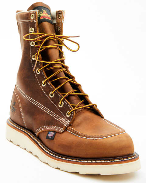 Thorogood Men's 8" American Heritage MAXwear Wedge Sole Work Boots - Soft Toe, Brown, hi-res