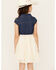 Image #4 - Sugar California Girls' Belted Denim Lace Mini Dress, Cream, hi-res