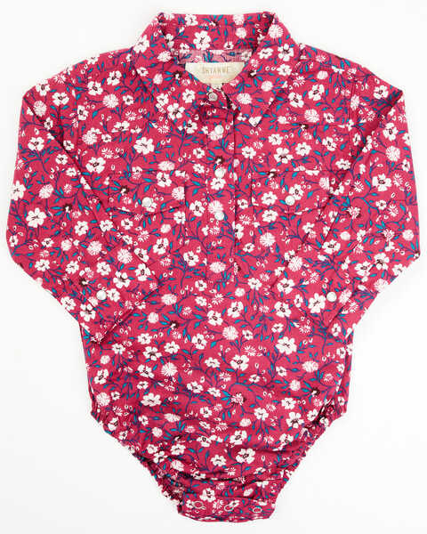 Shyanne Toddler Girls' Long Sleeve Floral Print Onesie , Fuchsia, hi-res