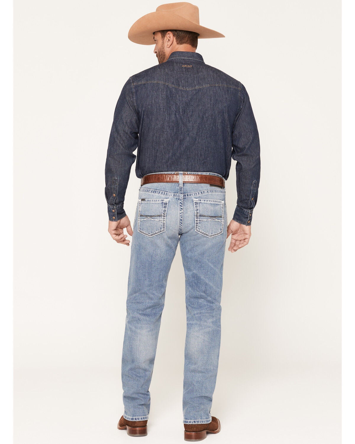Image #3 - Ariat Men's Beckett Dax Light Wash Relaxed Straight Stretch Denim Jeans, Light Wash, hi-res