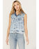 Lee Women's Light Wash Acid Wash Denim Pearl Vest, Blue, hi-res