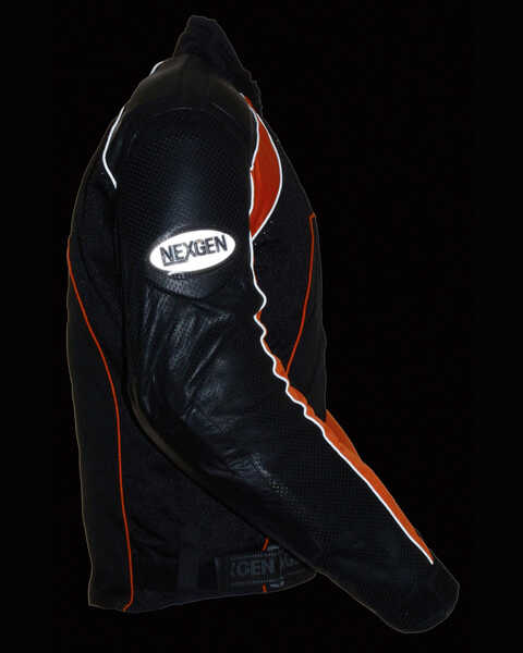 Image #6 - Milwaukee Leather Men's Combo Leather Textile Mesh Racer Jacket - 4X, Black/orange, hi-res