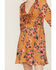 Image #3 - Beyond The Radar Women's Floral Dot Satin Long Sleeve Mini Dress, Mustard, hi-res