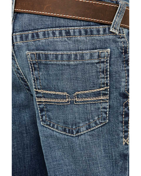 Image #4 - Ariat Boys' B4 Graysill Bootcut Nelson Stretch Jeans, Medium Blue, hi-res