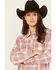 Image #2 - Ely Walker Women's Plaid Print Long Sleeve Pearl Snap Flannel Shirt , Mauve, hi-res