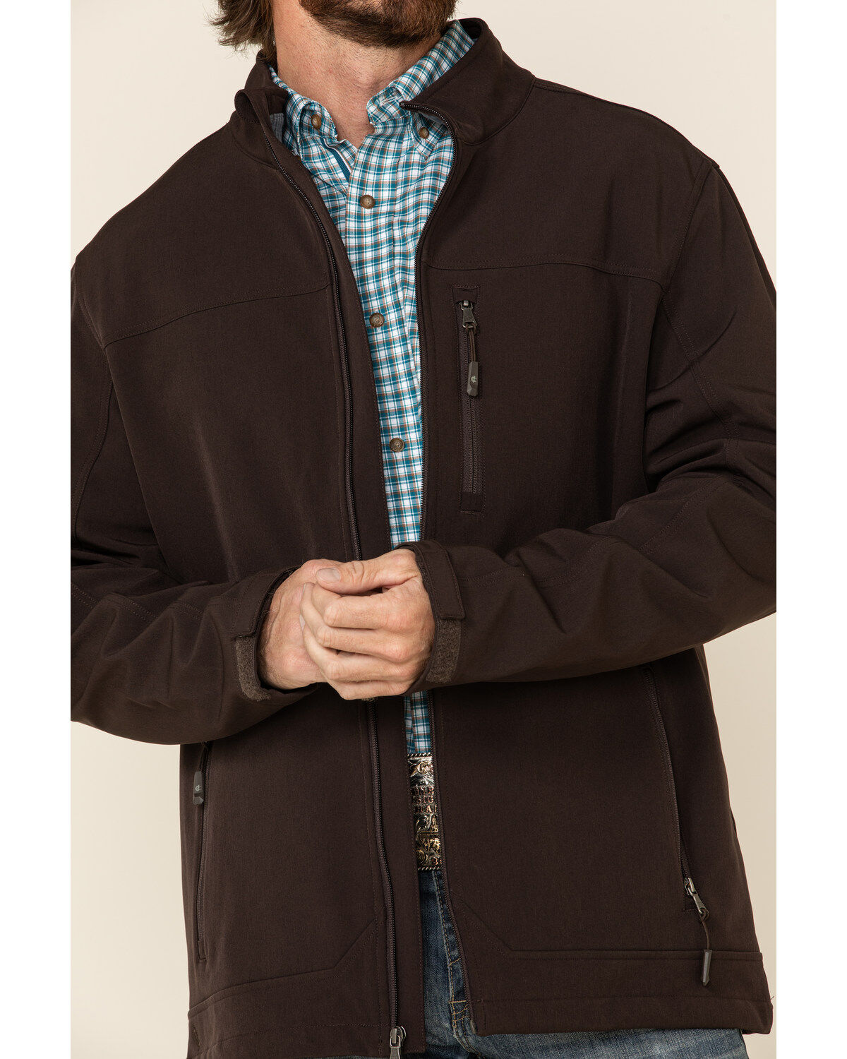 Product Name:  Cody James Men's Brown Steamboat Softshell Bonded Zip Front Jacket