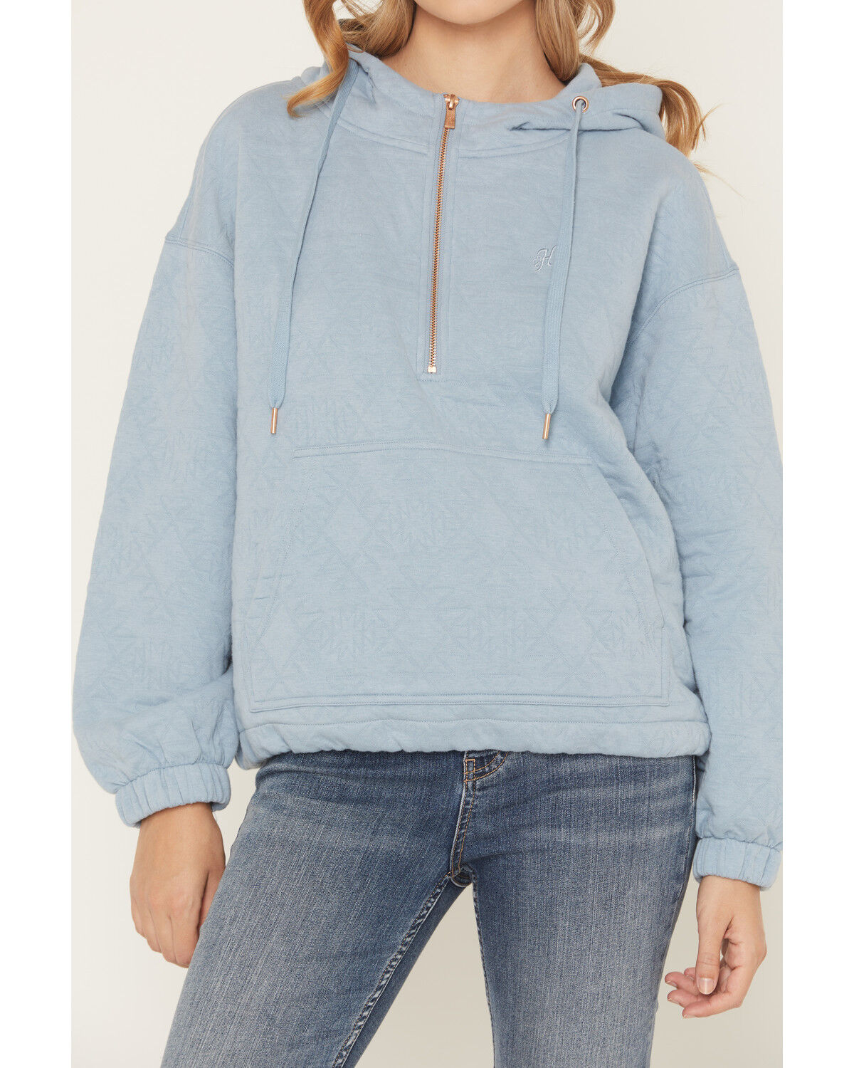 Image #3 - Hooey Women's Half Zip Hooded Pullover, Blue, hi-res