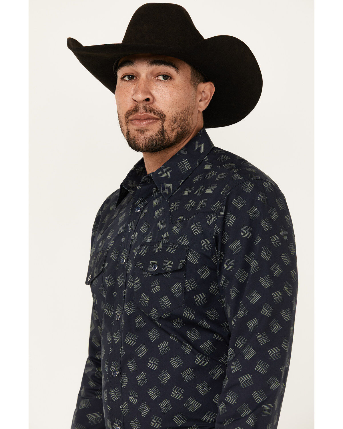 Image #2 - Gibson Trading Co Men's Shrapnel Geo Print Long Sleeve Snap Western Shirt, Navy, hi-res
