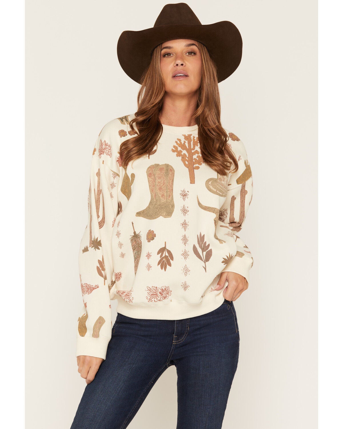 Image #1 - Shyanne Women's Western Conversational Graphic Sweatshirt, Natural, hi-res