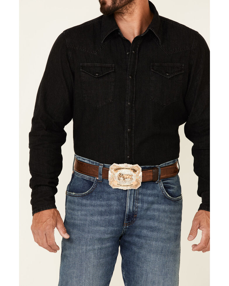 Stetson Men's Solid Black Denim Long Sleeve Snap Western Shirt Boot Barn