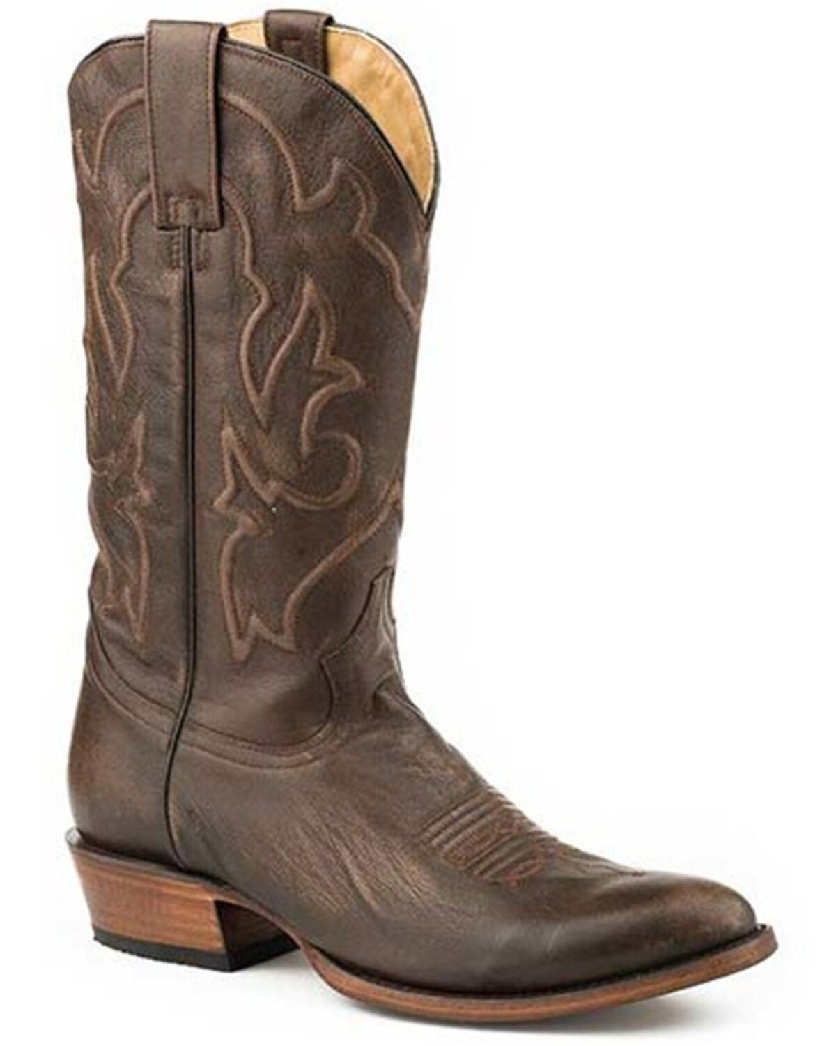 Stetson Men's Carlisle Corded Shaft Western Boots - Round Toe, Brown, hi-res