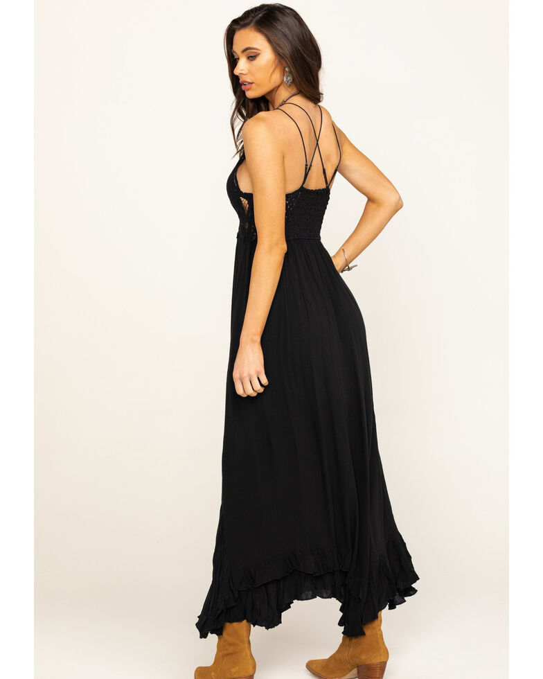 Free People Women's Black Adella Maxi Slip Dress | Boot Barn