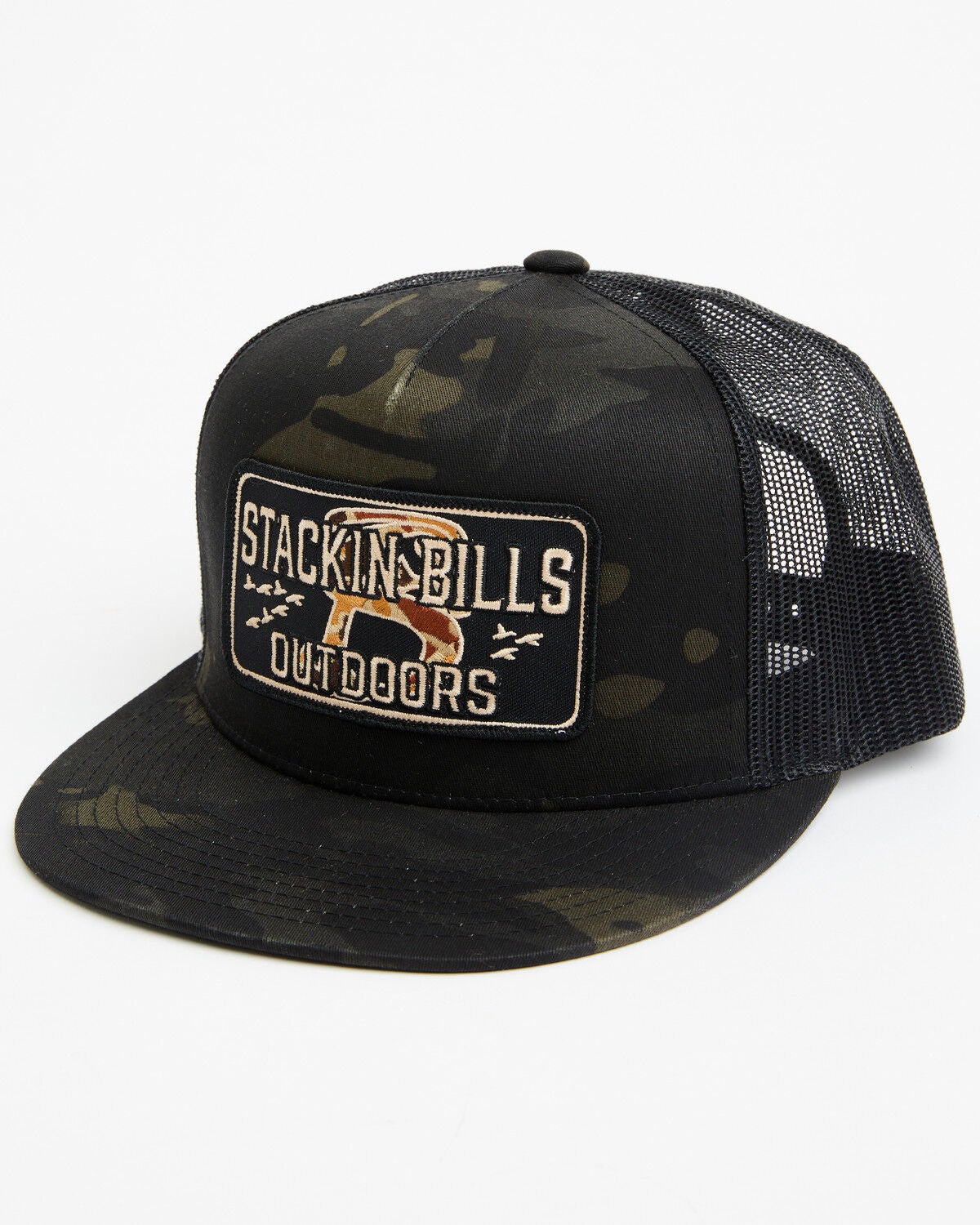 Image #1 - Stackin Bills Men's Camo Ball Cap, Black, hi-res