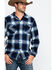  Pendleton Men's Navy Board Oxford Plaid Long Sleeve Western Shirt , Navy, hi-res