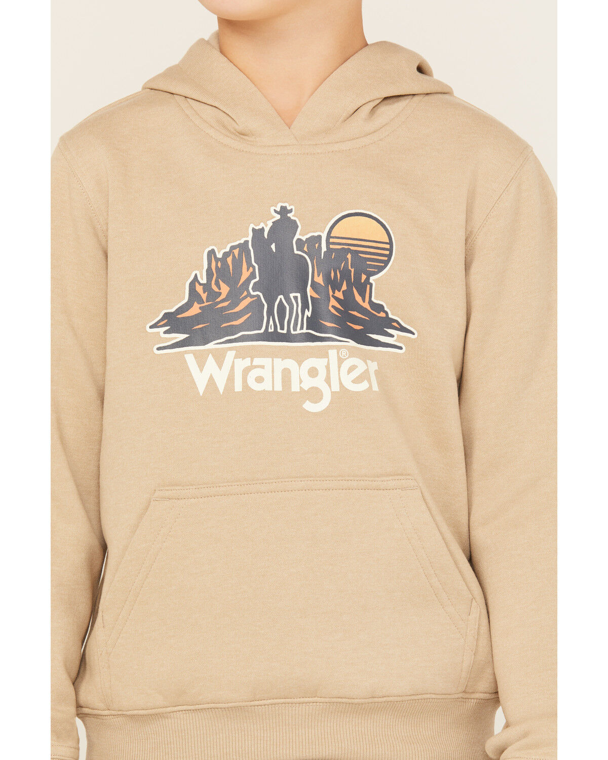Image #3 - Wrangler Boys' Desert Cowboy Graphic Hooded Sweatshirt, Oatmeal, hi-res