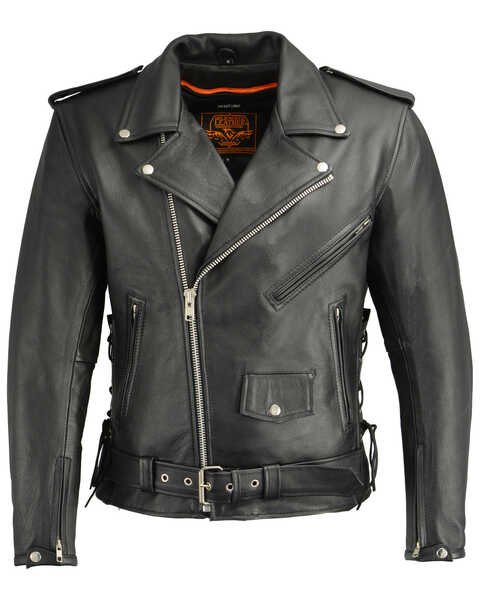 Image #1 - Milwaukee Leather Men's Classic Side Lace Concealed Carry Motorcycle Jacket - 4X, Black, hi-res