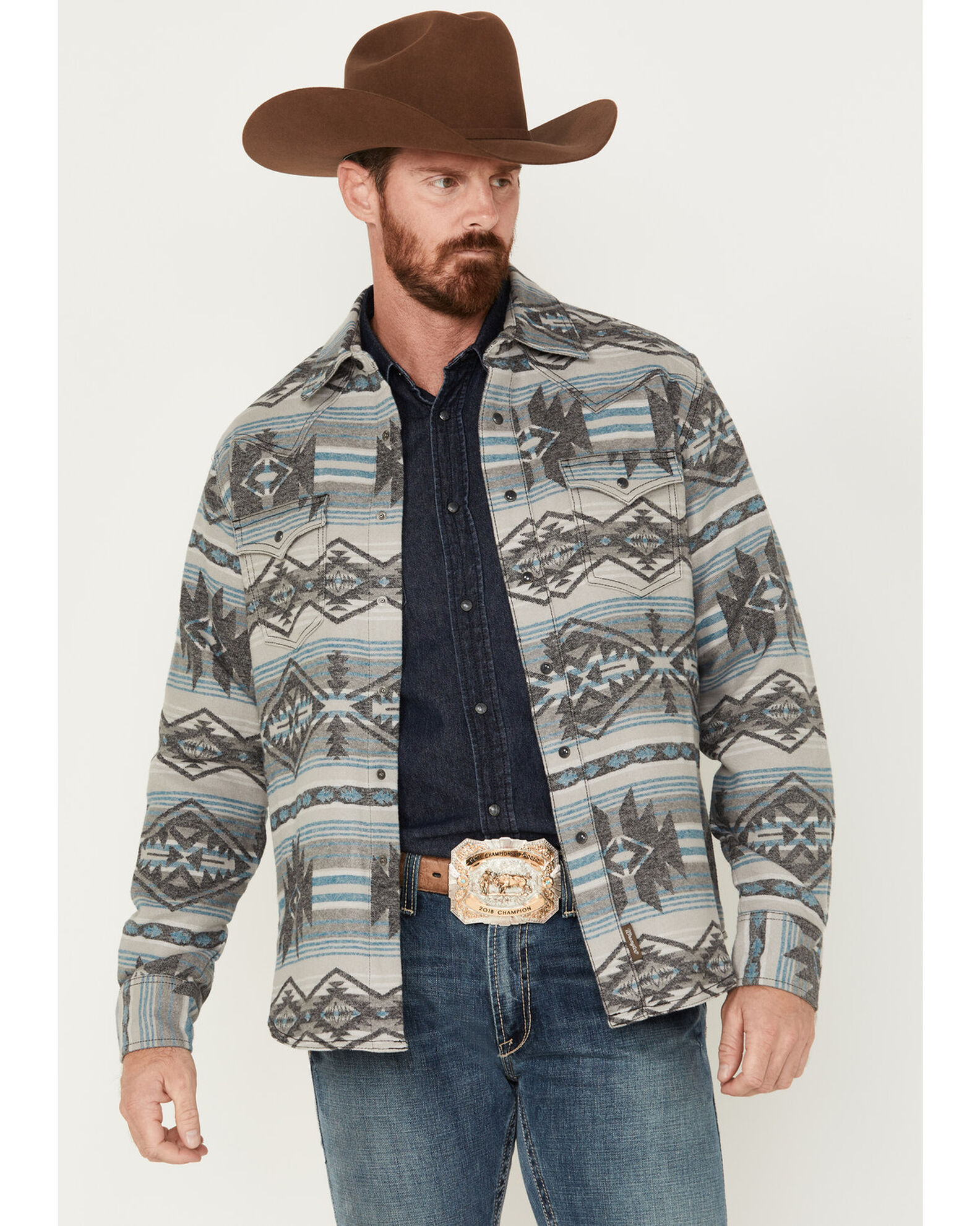 Wrangler Retro Men s Southwestern Print Premium Jacquard Long Sleeve Snap Shirt Boot Barn