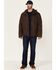 Image #2 - Hawx Men's Brown Castile Weathered Duck Hooded Zip-Front Insulated Work Jacket , Brown, hi-res