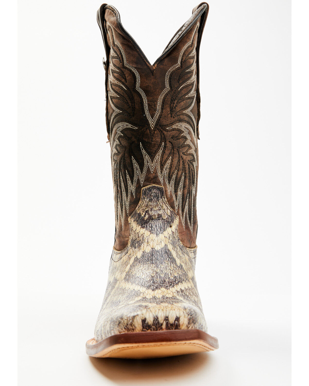 Image #4 - Tanner Mark Men's Rattlesnake Print Western Boots - Broad Square Toe, Natural, hi-res