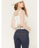 Image #4 - Blue B Women's Long Sleeve Mesh Metallic Fringe Crop Top, White, hi-res